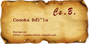 Csonka Béla névjegykártya